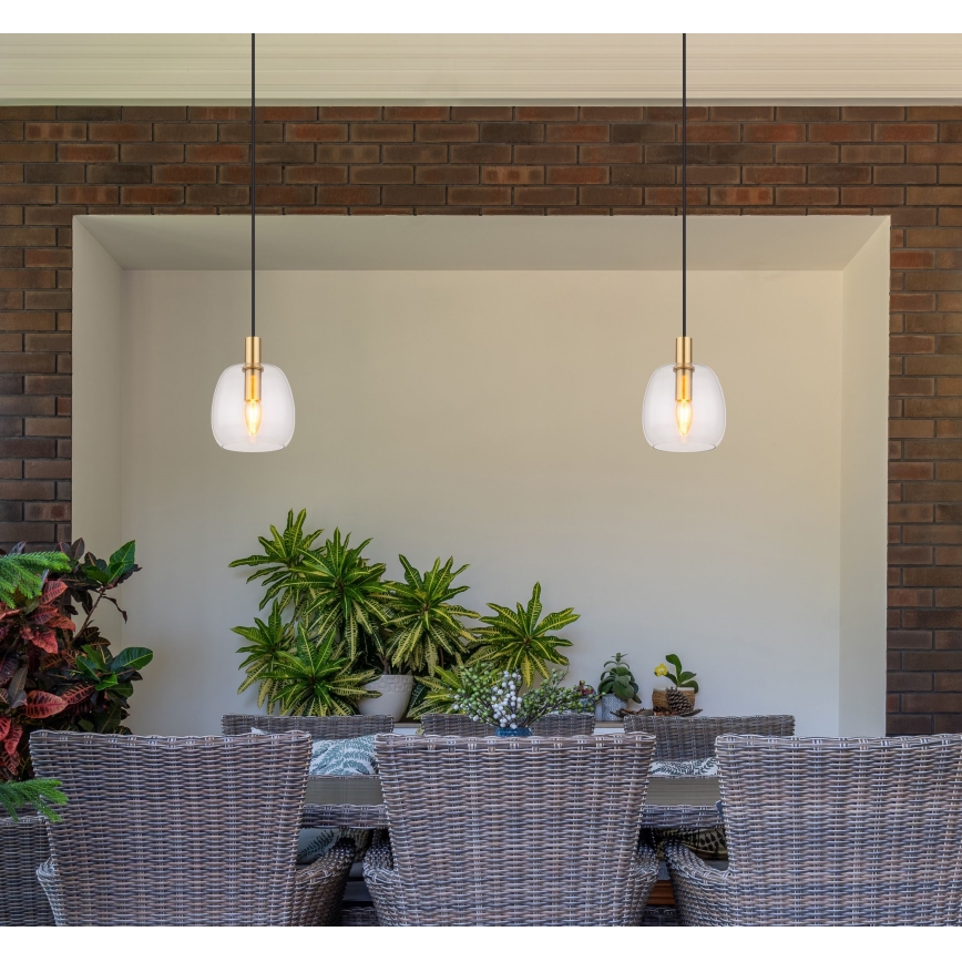 Globo - Luster na sajli 1xE14/40W/230V, prečnik 16 cm, mesing