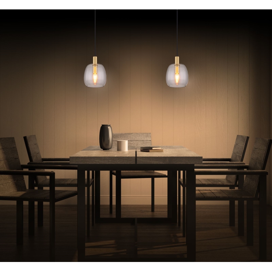 Globo - Luster na sajli 1xE14/40W/230V, prečnik 16 cm, mesing