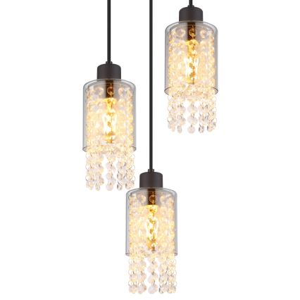 Globo - Luster na sajli, 3xE27/40W/230V, prečnik 25 cm, crna