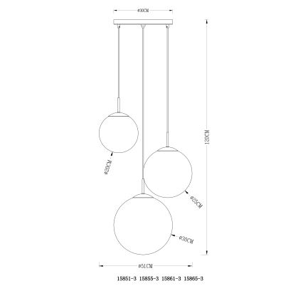 Globo - Luster na sajli 3xE27/40W/230V prečnik 51 cm