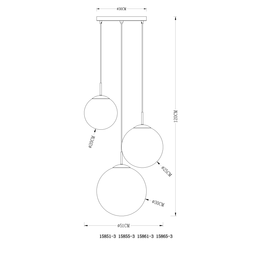 Globo - Luster na sajli 3xE27/40W/230V prečnik 51 cm