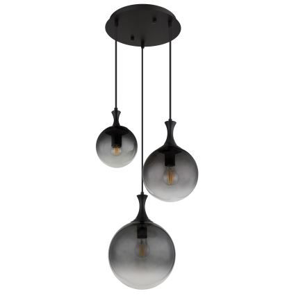 Globo - Luster na sajli 3xE27/10W/230V, prečnik 48 cm, crna