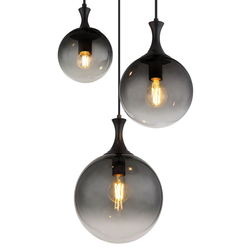 Globo - Luster na sajli 3xE27/10W/230V, prečnik 48 cm, crna