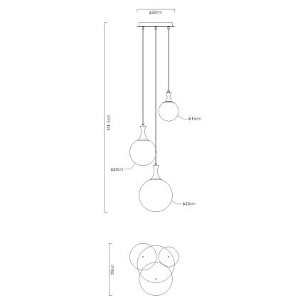 Globo - Luster na sajli 3xE27/10W/230V, prečnik 48 cm, crna