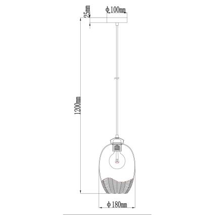 Globo - Luster na sajli 1xE27/60W/230V prečnik 22 cm zlatna