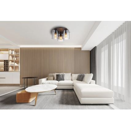 Globo - Plafonska lampa 3xE27/40W/230V prečnik 37 cm siva