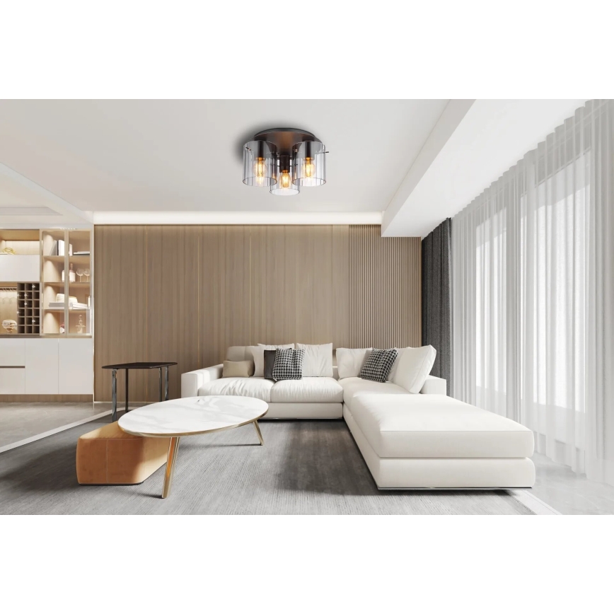 Globo - Plafonska lampa 3xE27/40W/230V prečnik 37 cm siva