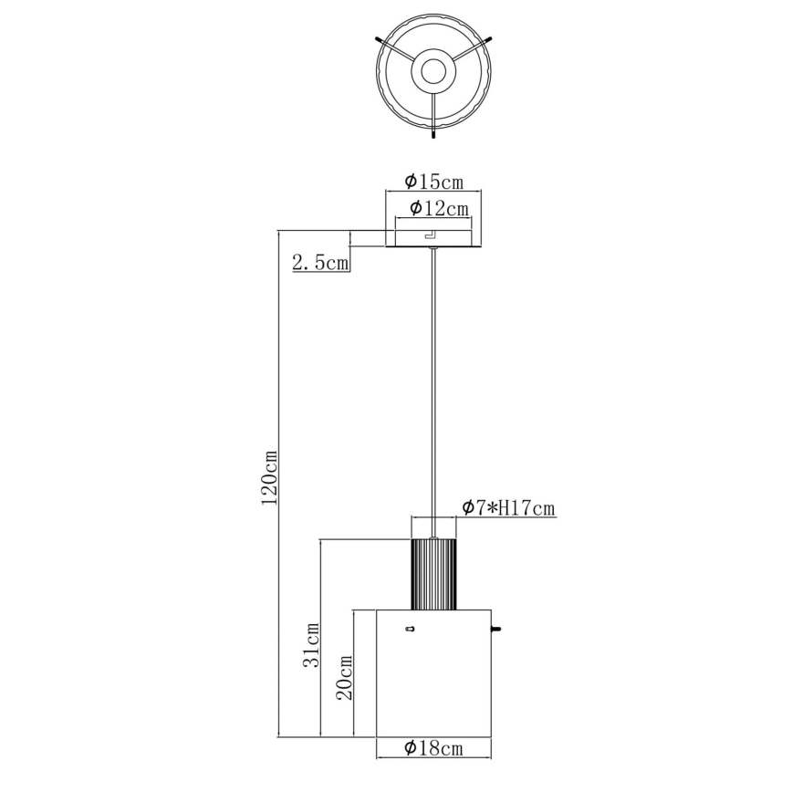 Globo - Luster na sajli 1xE27/40W/230V Ø 18 cm, beo