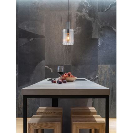 Globo - Luster na sajli 1xE27/40W/230V, prečnik 18 cm, siva