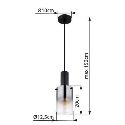 Globo - Crni luster na sajli 1xE27/40W/230V prečnik 12,5 cm
