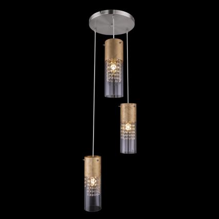 Globo - Luster na sajli 3xE27/60W/230V prečnik 30 cm zlatna