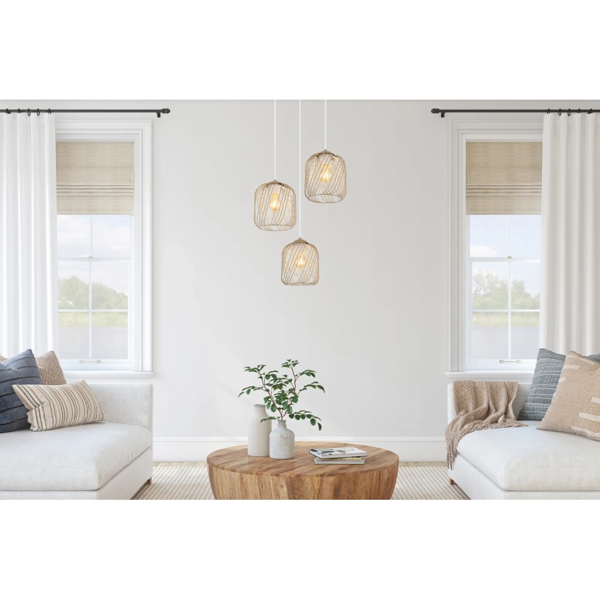 Globo - Luster na sajli 3xE27/40W/230V bež/bela