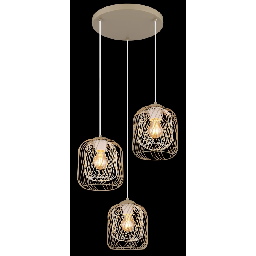 Globo - Luster na sajli 3xE27/40W/230V bež/bela