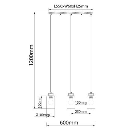 Globo - Luster na sajli 3xE27/60W/230V bež/bela
