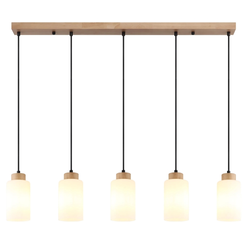 Globo - Luster na sajli 5xE27/60W/230V hrast/bela