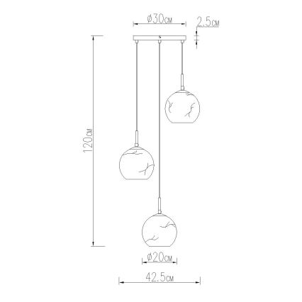 Globo - Luster na sajli 3xE27/60W/230V prečnik 42,5 cm