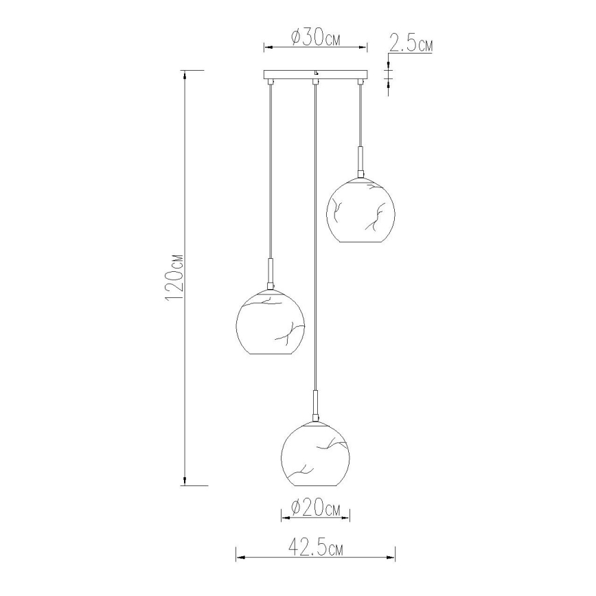 Globo - Luster na sajli 3xE27/60W/230V prečnik 42,5 cm
