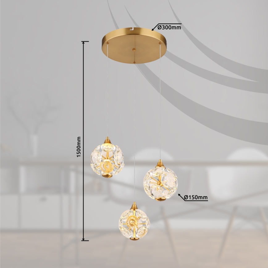 Globo - LED luster na sajli LED/24W/230V 3000K zlatna