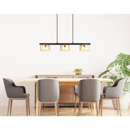 Globo - LED Luster na sajli 3xGX53/6W/230V zadimljeno/braon