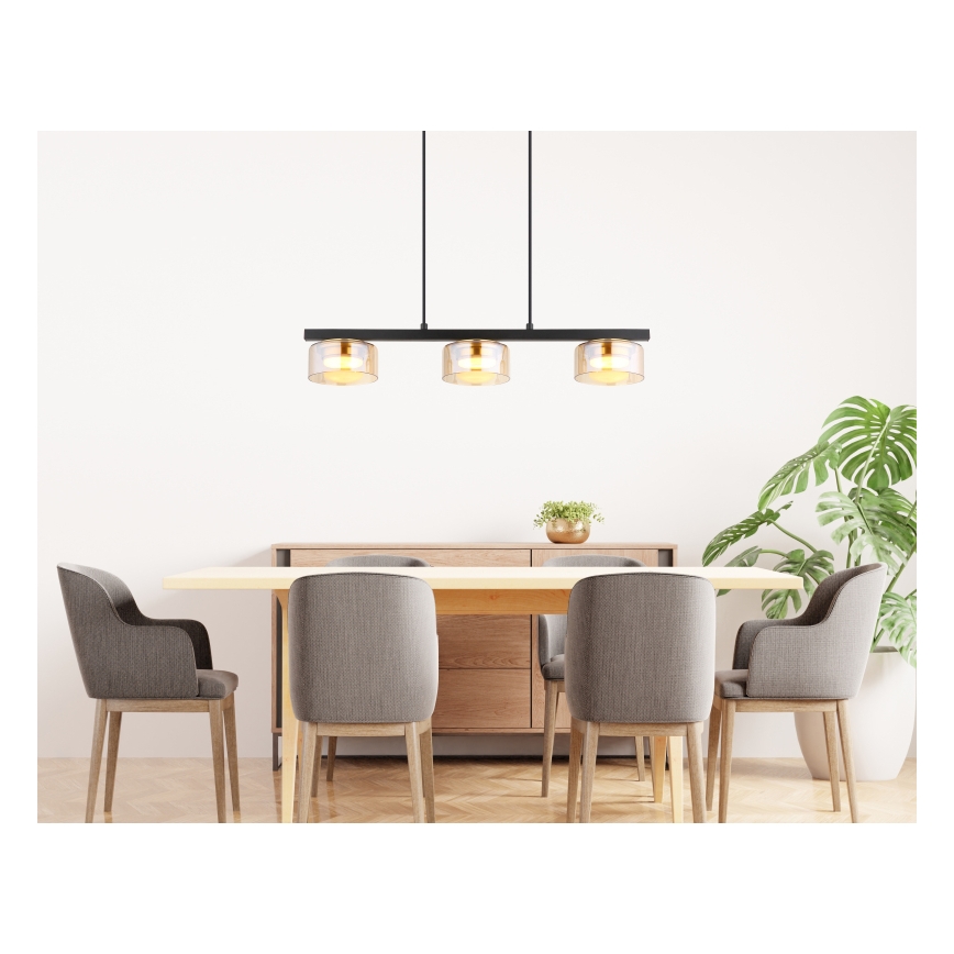Globo - LED Luster na sajli 3xGX53/6W/230V zadimljeno/braon