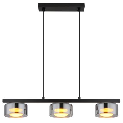 Globo - LED luster na sajli 3xGX53/6W/230V zadimljena/crna