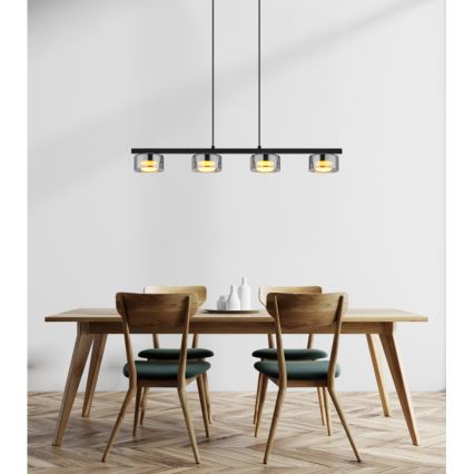 Globo - LED luster na sajli 4xGX53/6W/230V zadimljeno/crna