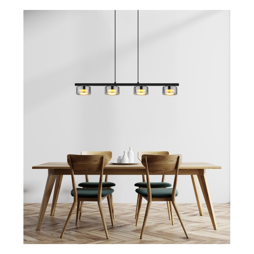 Globo - LED luster na sajli 4xGX53/6W/230V zadimljeno/crna