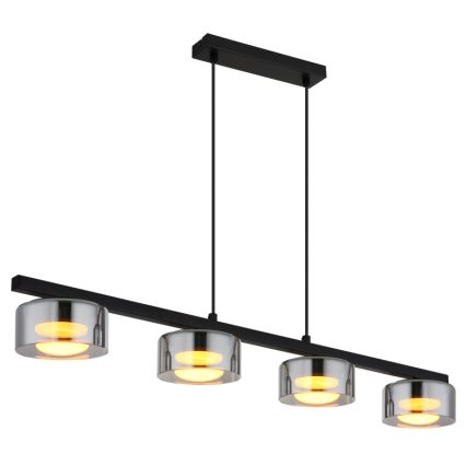 Globo - LED luster na sajli 4xGX53/6W/230V zadimljeno/crna