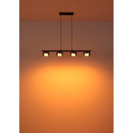 Globo - LED luster na sajli 4xGX53/6W/230V zadimljeno/crna