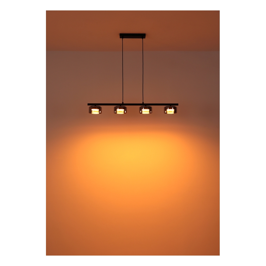 Globo - LED luster na sajli 4xGX53/6W/230V zadimljeno/crna