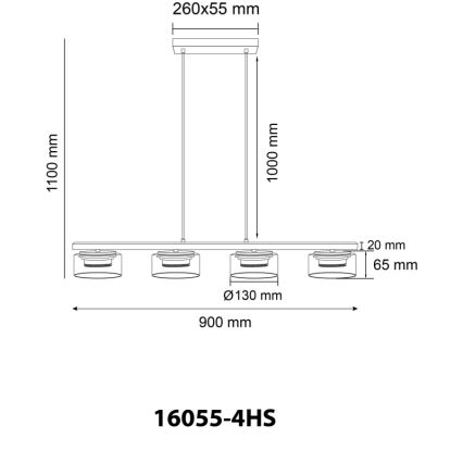 Globo - LED luster na sajli 4xGX53/6W/230V zadimljeno/crna