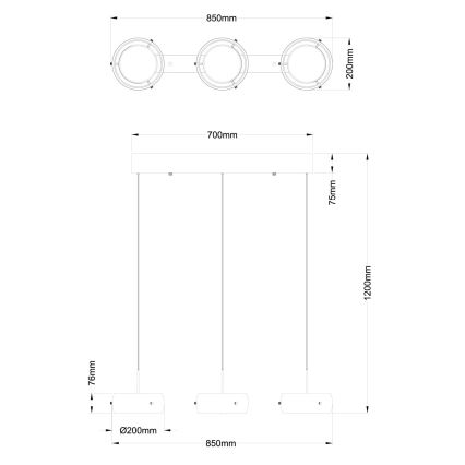 Globo - LED luster na sajli LED/30W/230V 3000K