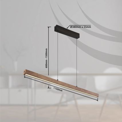 Globo - LED prigušiva dodirni luster na sajli LED/24W/230V + LED/3W 3000K braon
