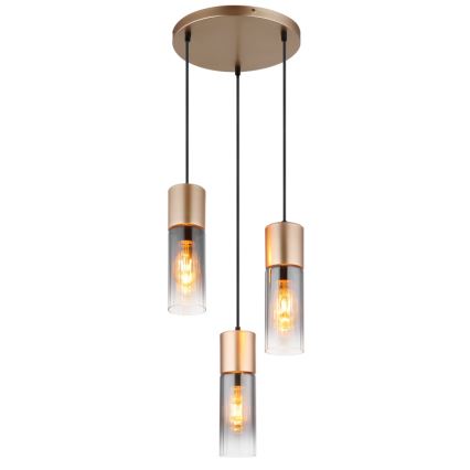 Globo - Luster na sajli 3xE27/25W/230V, bronzan, prečnik 30 cm