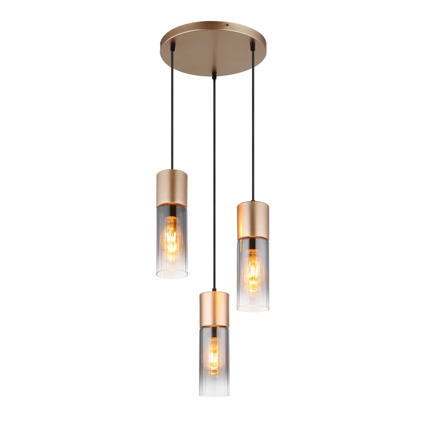 Globo - Luster na sajli 3xE27/25W/230V, bronzan, prečnik 30 cm