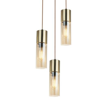 Globo - Luster na sajli 3xE27/25W/230V prečnik 30 cm mesing