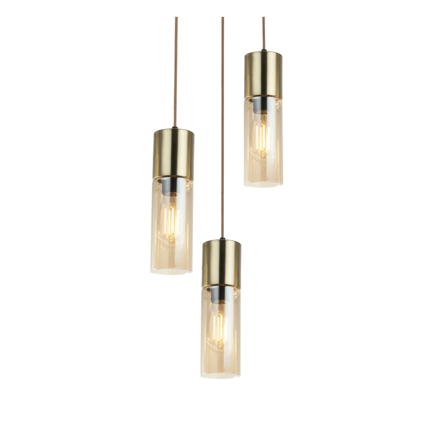 Globo - Luster na sajli 3xE27/25W/230V prečnik 30 cm mesing