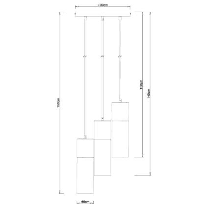 Globo - Luster na sajli 3xE27/25W/230V prečnik 30 cm mesing