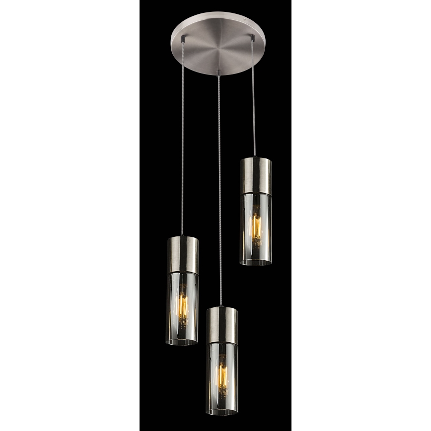 Globo - Luster na sajli 3xE27/25W/230V, prečnik 30 cm, mat hrom