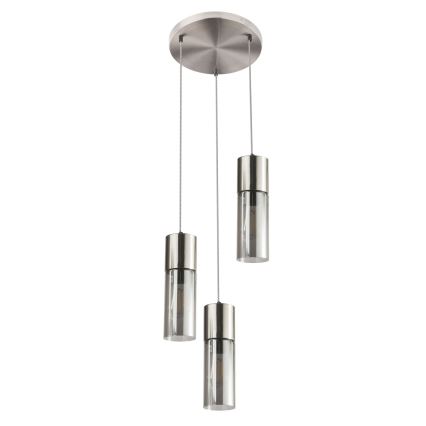 Globo - Luster na sajli 3xE27/25W/230V, prečnik 30 cm, mat hrom
