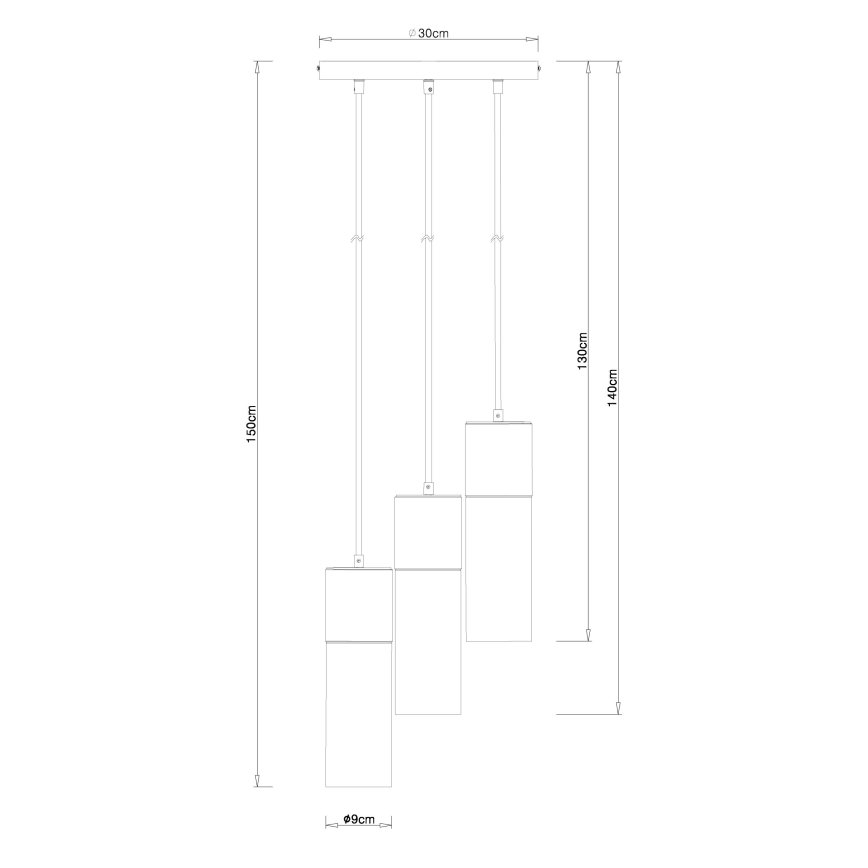 Globo - Luster na sajli 3xE27/25W/230V, prečnik 30 cm, mat hrom