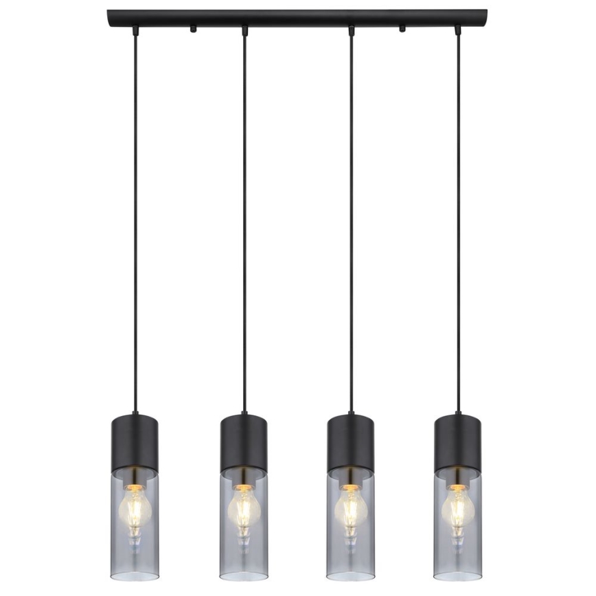 Globo - Luster na sajli 4xE27/25W/230V crna