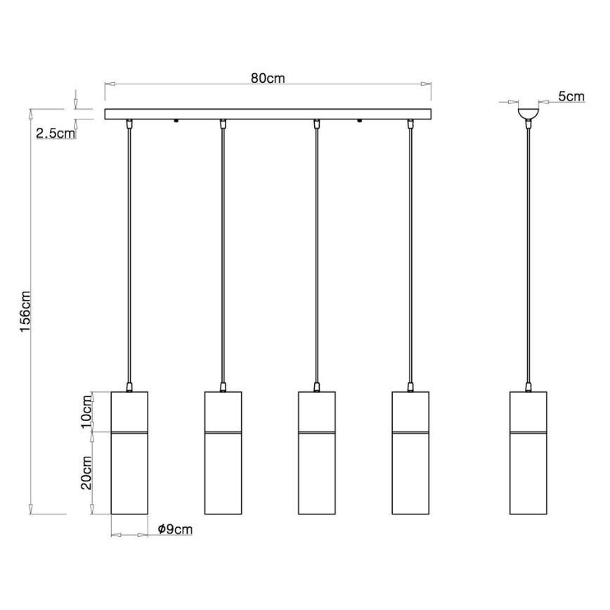 Globo - Luster na sajli 4xE27/25W/230V crna