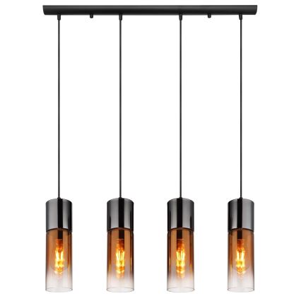 Globo - Luster na sajli 4xE27/25W/230V crna/bakarna