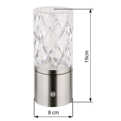 Globo - LED prigušiva dodirna stona lampa LED/2,5W/3,7V 2700K/4000K/6500K 1800 mAh USB mat hrom