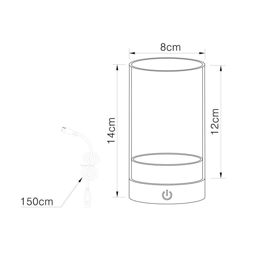 Globo - LED spoljašnja prigušiva punjiva dodirna stona lampa LED/2W/3,7V 2700/4000/6500K 1200mAh IP44 siva