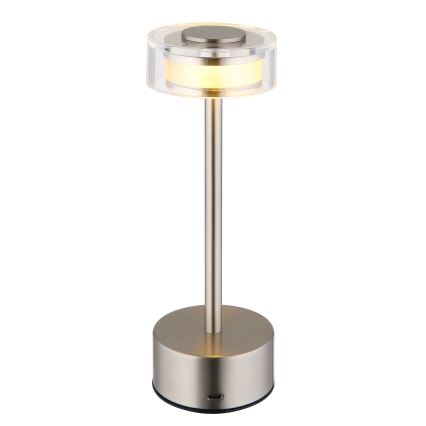 Globo - prigušiva punjiva dodirna stona lampa LED/2,5W/3,7V 2700/4000/6500K 1800mAh mat hrom