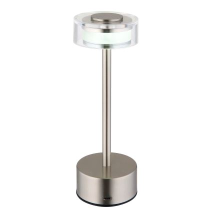 Globo - prigušiva punjiva dodirna stona lampa LED/2,5W/3,7V 2700/4000/6500K 1800mAh mat hrom
