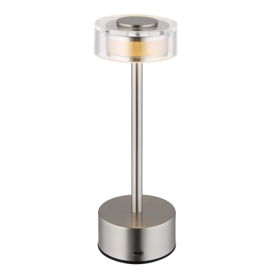 Globo - prigušiva punjiva dodirna stona lampa LED/2,5W/3,7V 2700/4000/6500K 1800mAh mat hrom