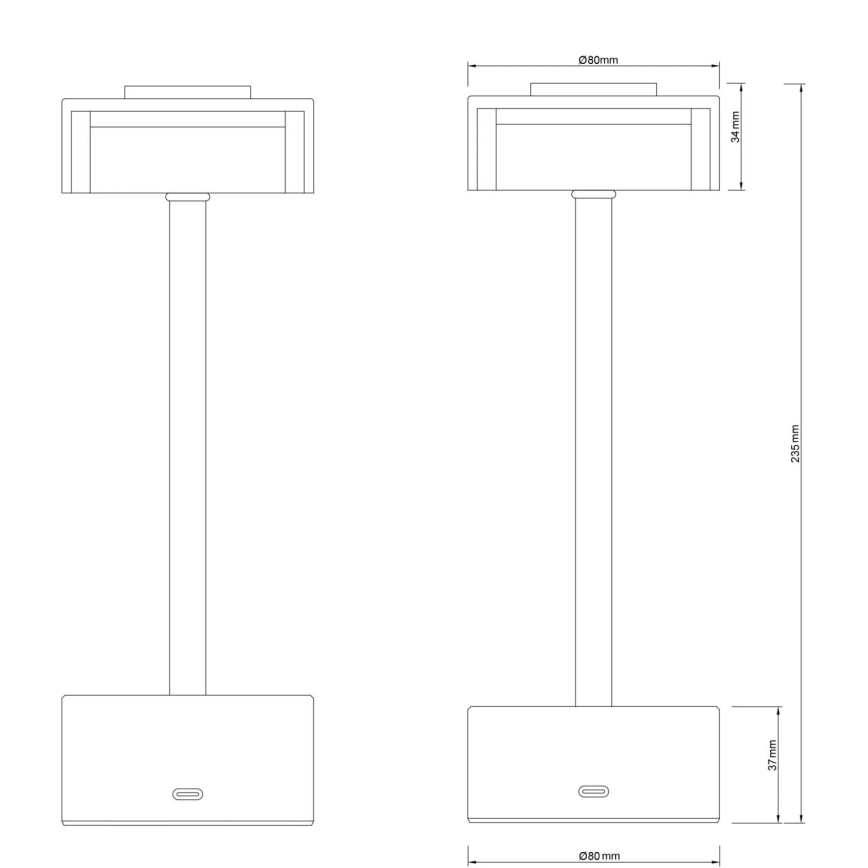 Globo - prigušiva punjiva dodirna stona lampa LED/2,5W/3,7V 2700/4000/6500K 1800mAh mat hrom